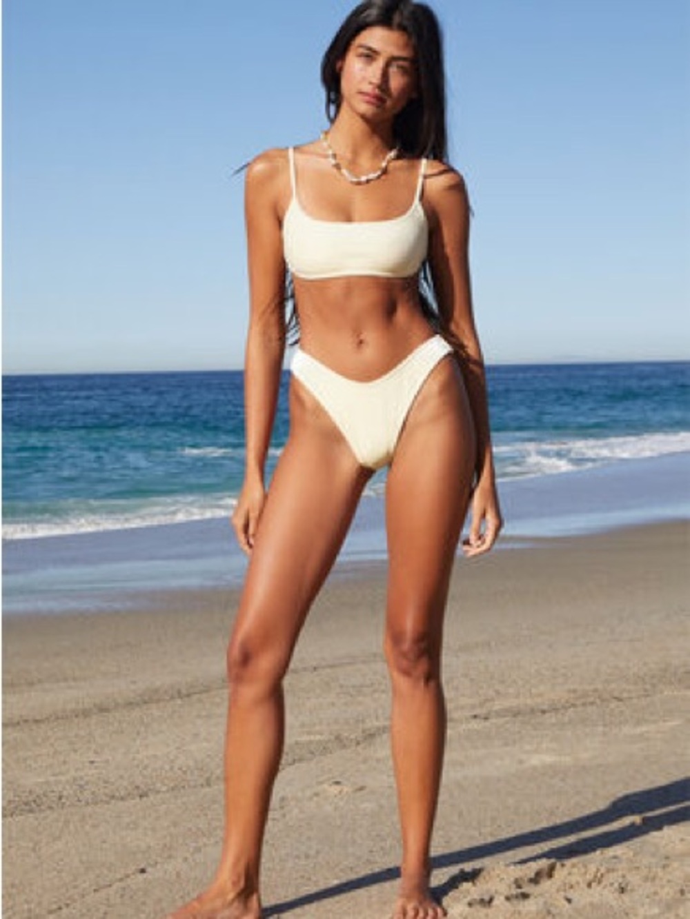 Pacsun Nancy Velvet High Cut bathing suit in butter yellow